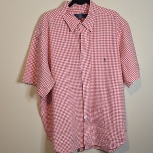 Polo by Ralph Lauren Men's Orange And White Gingham Shirt. 2XB